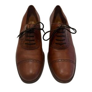 Salvatore Ferragamo Women’s Lace Up Shoes Oxford Flats Brown Leather Sz US 8.5